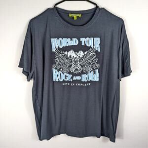 Chit Chat Womens L Rock and Roll World Tour Graphic T Shirt Oversized Made USA
